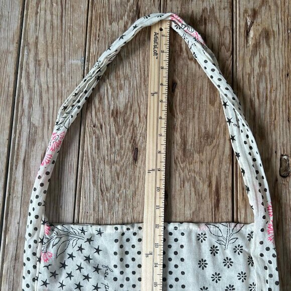 Free People Linen Cloth Lightweight Shopping Tote Bag Tan Pink Paisley Boho - Picture 6 of 6